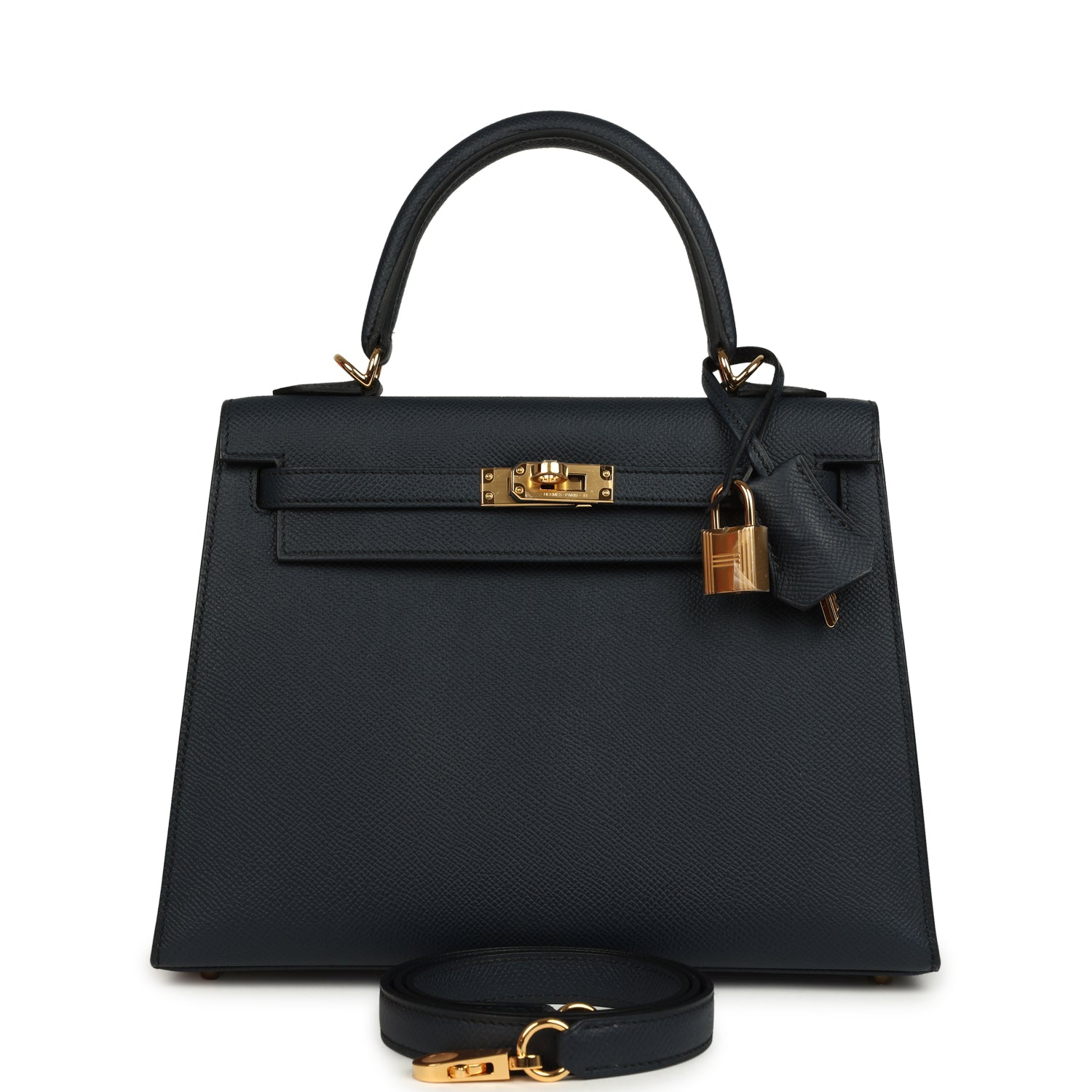 Hermes Kelly Sellier 25 Bleu Indigo Epsom Gold Hardware
