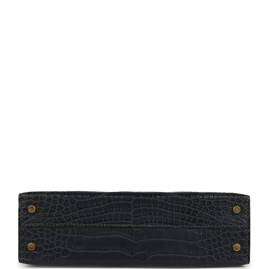 Hermes Kelly Sellier 20 Bleu Nuit Matte Alligator Gold Hardware