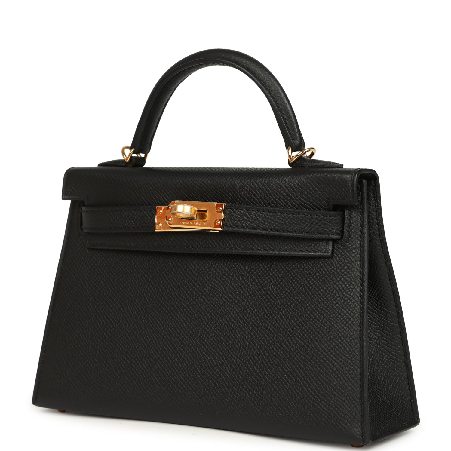 Hermes Kelly Sellier 20 Black Epsom Gold Hardware