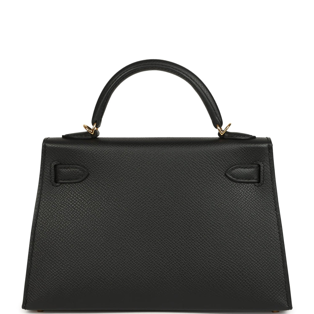 Hermes Kelly Sellier 20 Black Epsom Gold Hardware