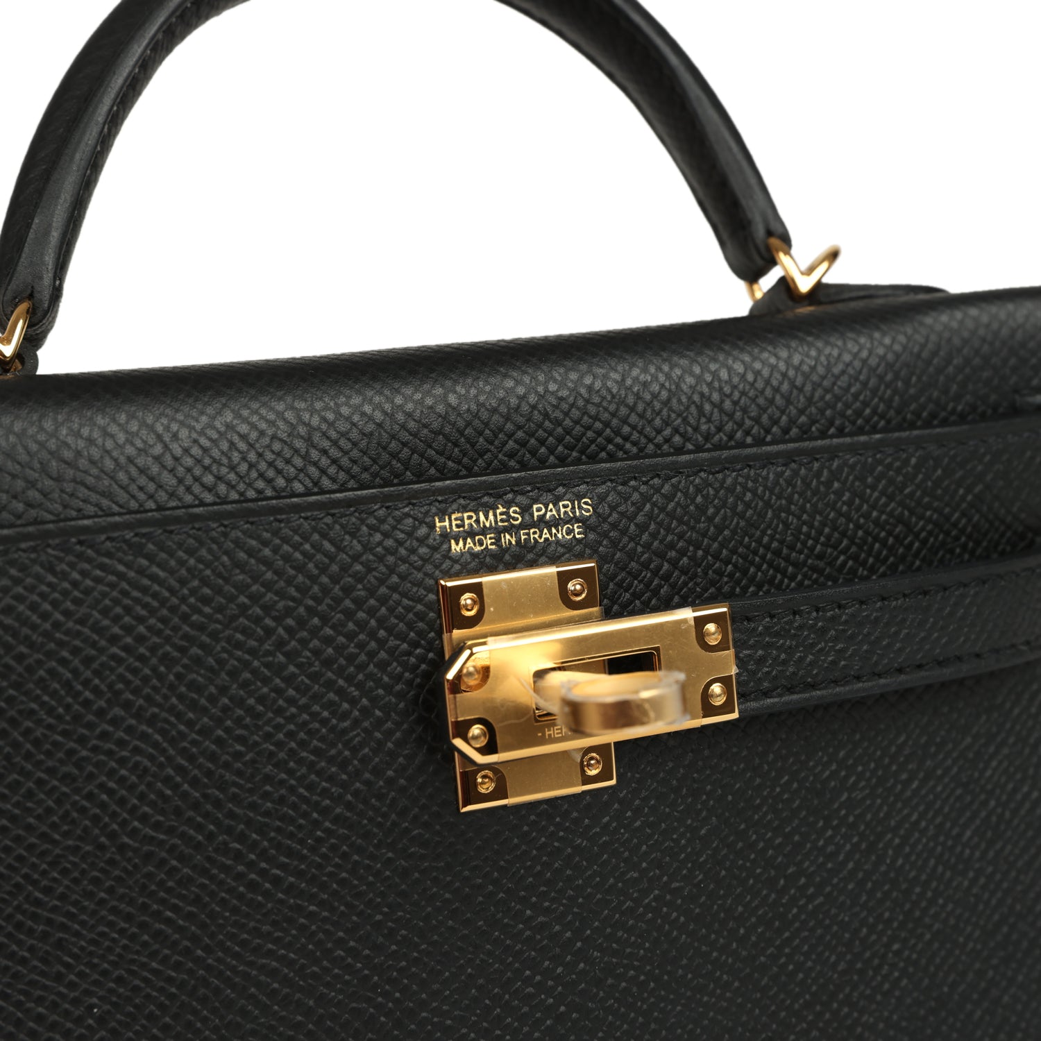 Hermes Kelly Sellier 20 Black Epsom Gold Hardware
