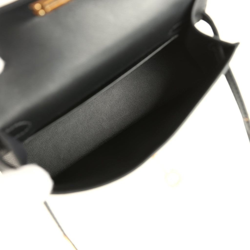 Hermes Kelly Sellier 20 Black Epsom Gold Hardware