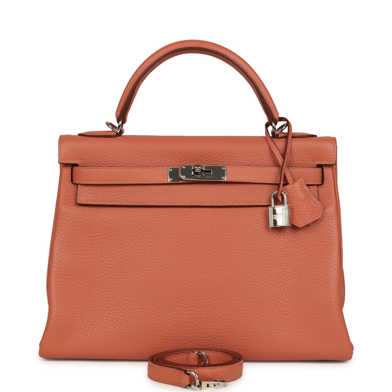 Hermes Kelly Retourne 32 Rose Tea Clemence Palladium Hardware
