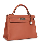 Hermes Kelly Retourne 32 Rose Tea Clemence Palladium Hardware