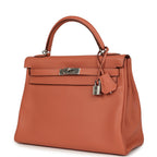 Hermes Kelly Retourne 32 Rose Tea Clemence Palladium Hardware
