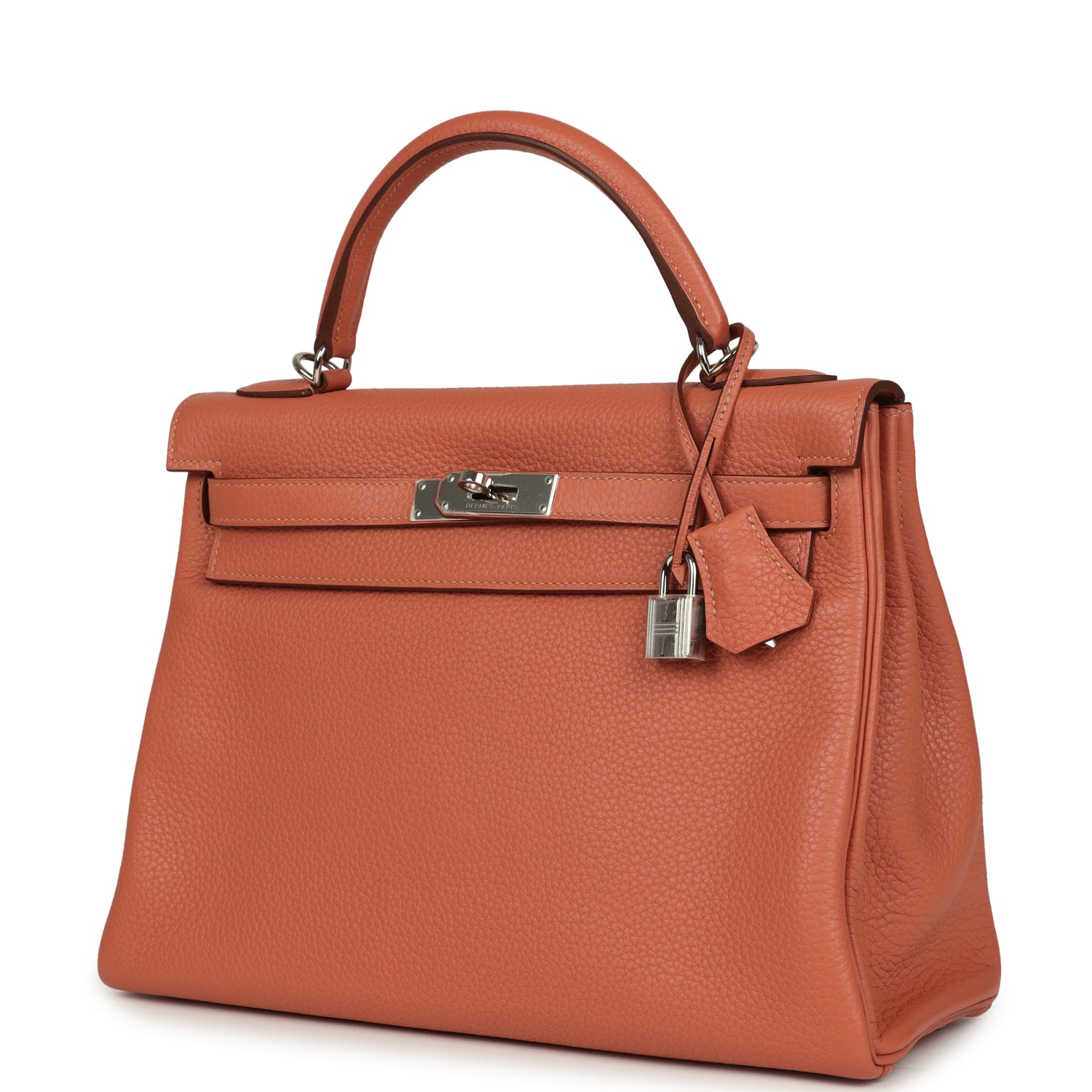 Hermes Kelly Retourne 32 Rose Tea Clemence Palladium Hardware