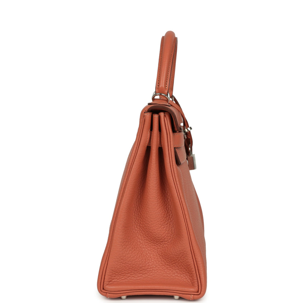 Hermes Kelly Retourne 32 Rose Tea Clemence Palladium Hardware