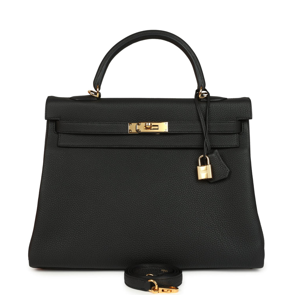 Hermes Kelly Retourne 35 Black Togo Gold Hardware