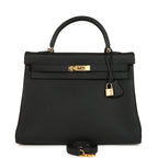 Hermes Kelly Retourne 35 Black Togo Gold Hardware