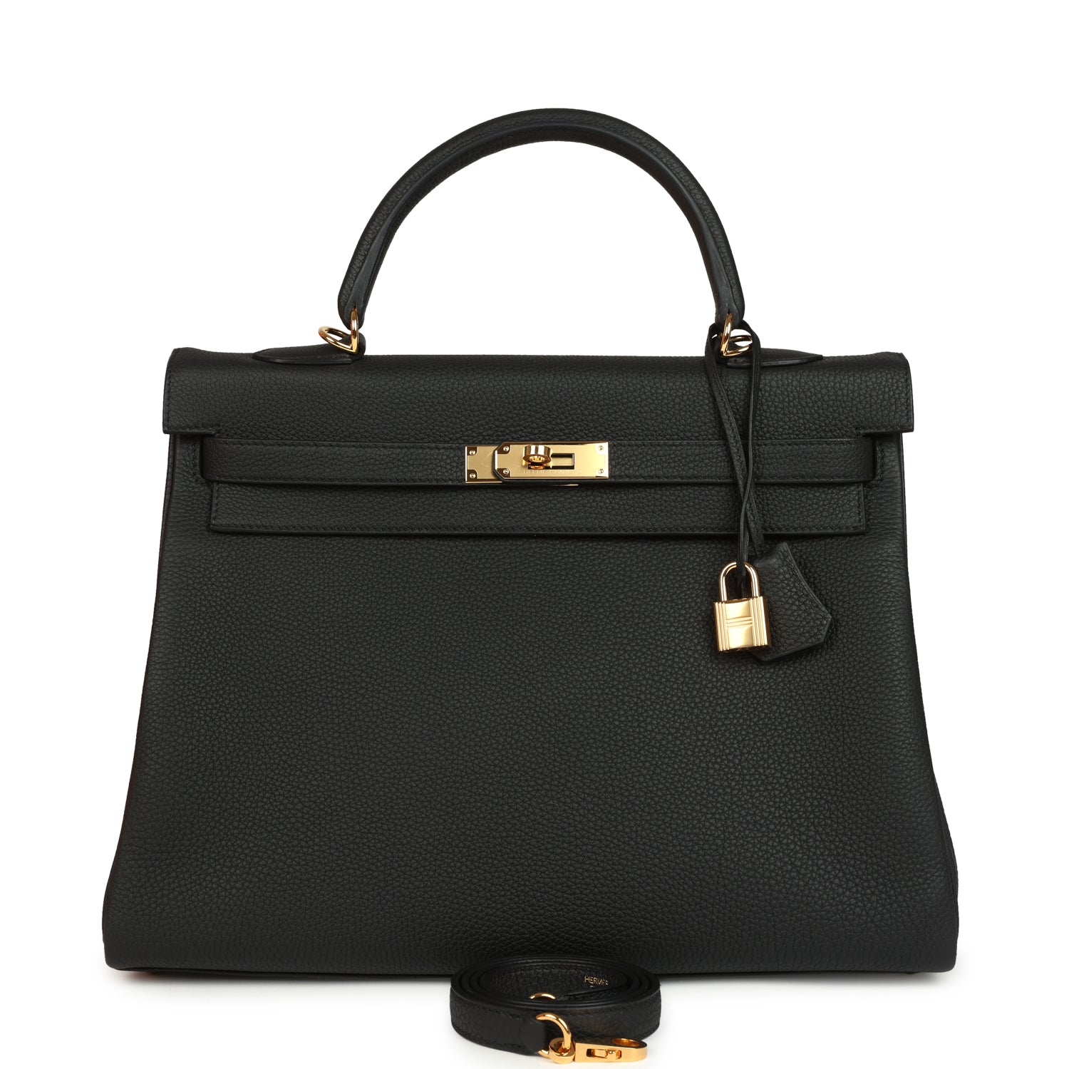 Hermes Kelly Retourne 35 Black Togo Gold Hardware