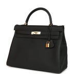 Hermes Kelly Retourne 35 Black Togo Gold Hardware