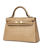 Hermes Kelly Sellier 20 Chai Matte Alligator Gold Hardware