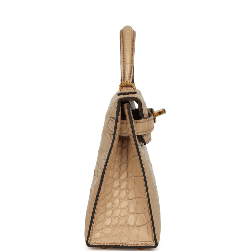 Hermes Kelly Sellier 20 Chai Matte Alligator Gold Hardware