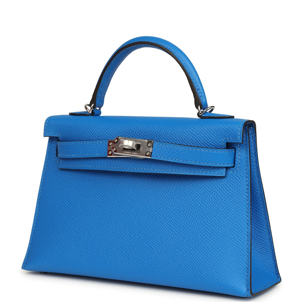 Hermes Kelly Sellier 20 Bleu Hydra Epsom Palladium Hardware