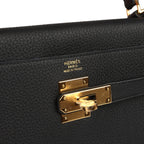 Hermes Kelly Retourne 32 Black Togo Gold Hardware