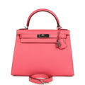 Hermes Kelly Sellier 28 Rose Azalee Epsom Palladium Hardware