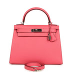 Hermes Kelly Sellier 28 Rose Azalee Epsom Palladium Hardware