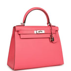 Hermes Kelly Sellier 28 Rose Azalee Epsom Palladium Hardware