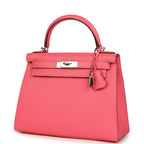 Hermes Kelly Sellier 28 Rose Azalee Epsom Palladium Hardware