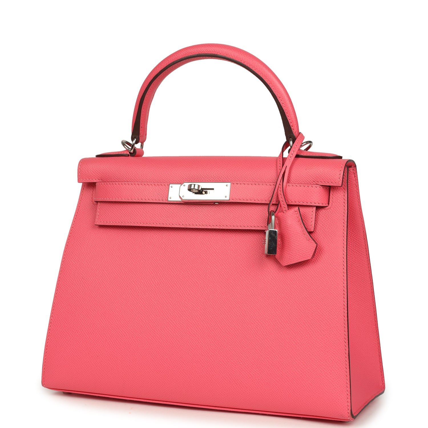 Hermes Kelly Sellier 28 Rose Azalee Epsom Palladium Hardware