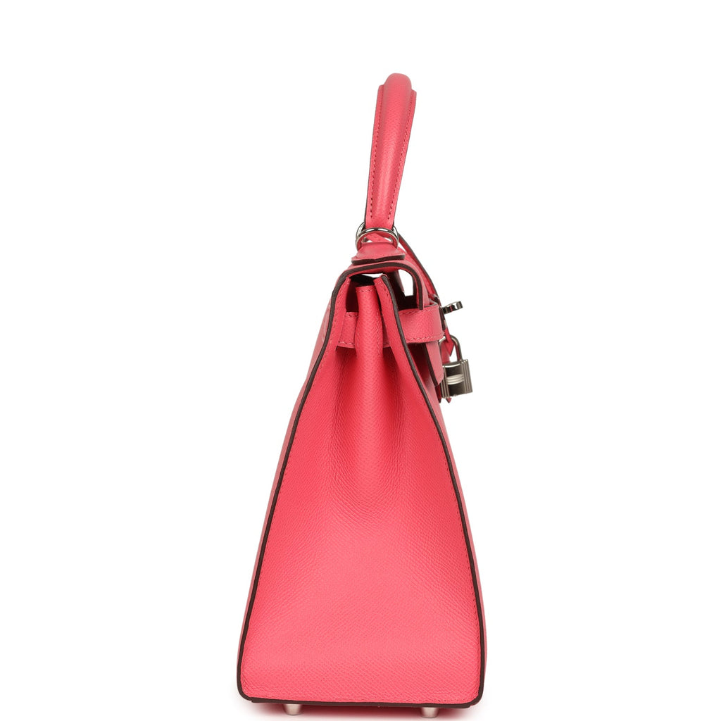 Hermes Kelly Sellier 28 Rose Azalee Epsom Palladium Hardware