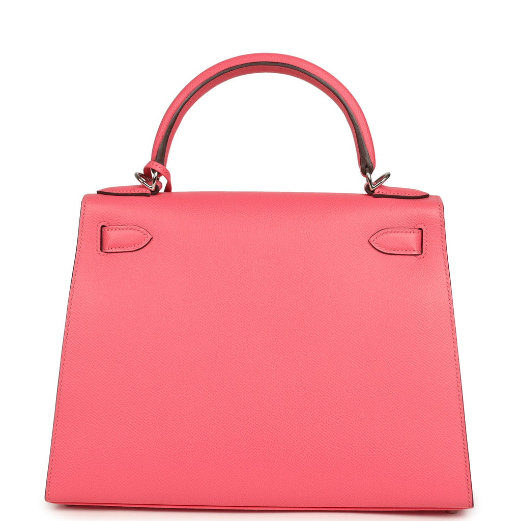 Hermes Kelly Sellier 28 Rose Azalee Epsom Palladium Hardware