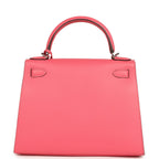 Hermes Kelly Sellier 28 Rose Azalee Epsom Palladium Hardware
