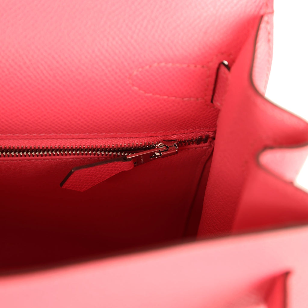 Hermes Kelly Sellier 28 Rose Azalee Epsom Palladium Hardware