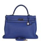 Hermes Kelly Retourne 35 Bleu Electric Togo Palladium Hardware