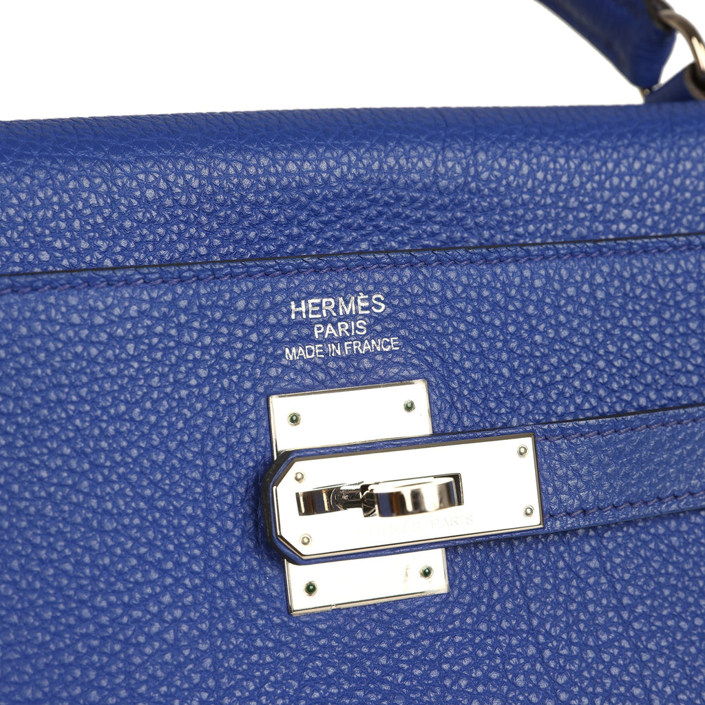 Hermes Kelly Retourne 35 Bleu Electric Togo Palladium Hardware