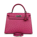 Hermes Kelly Sellier 28 Rose Poupre Ostrich Palladium Hardware