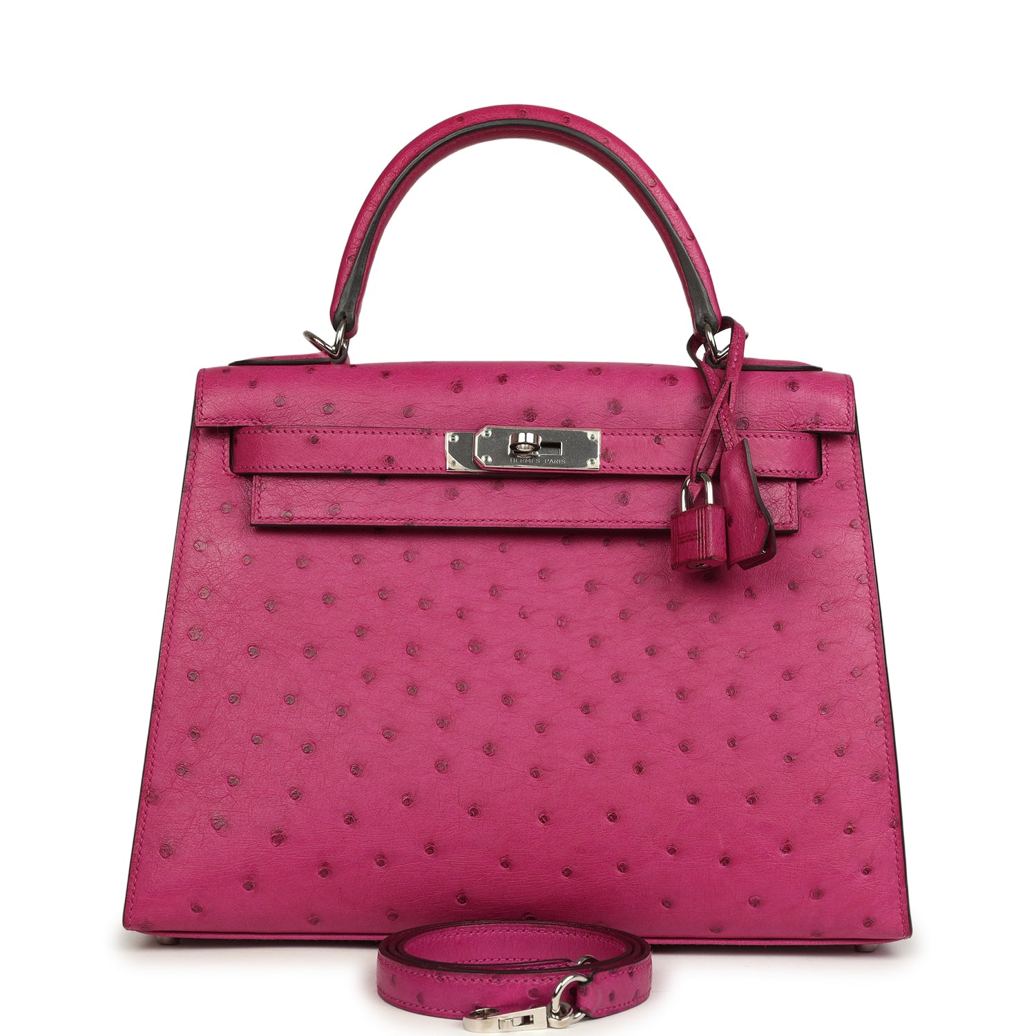 Hermes Kelly Sellier 28 Rose Poupre Ostrich Palladium Hardware