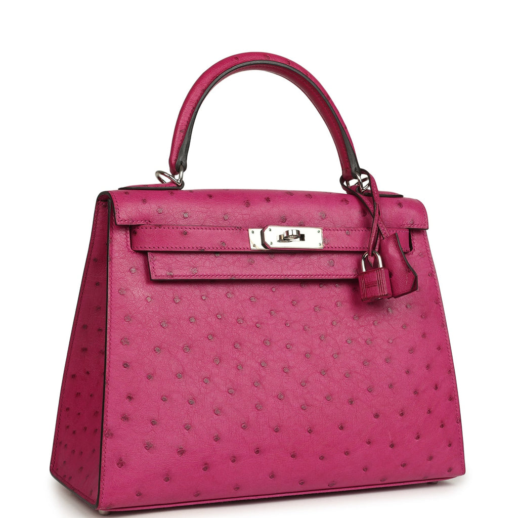 Hermes Kelly Sellier 28 Rose Poupre Ostrich Palladium Hardware