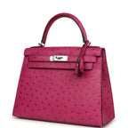 Hermes Kelly Sellier 28 Rose Poupre Ostrich Palladium Hardware