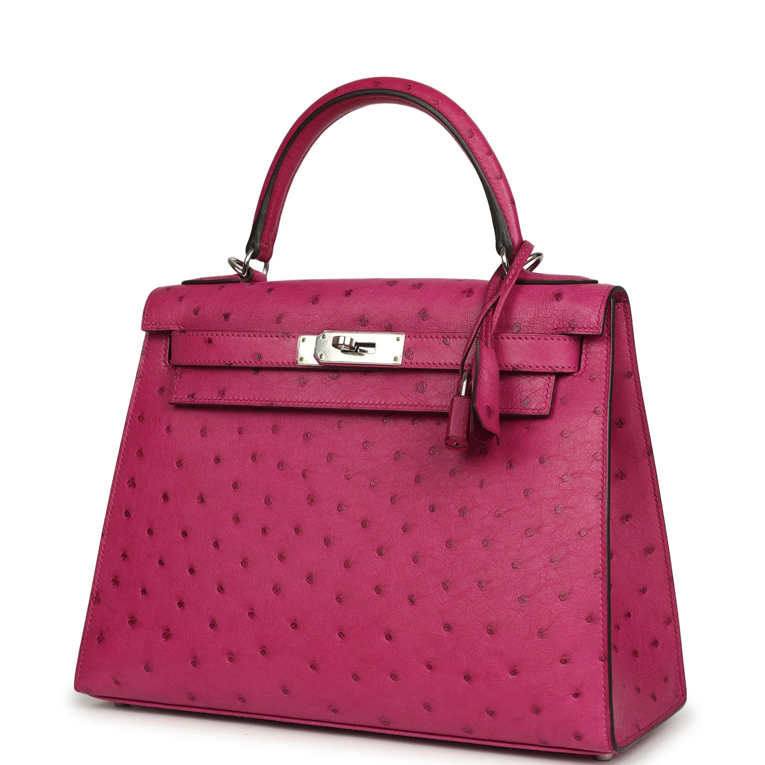 Hermes Kelly Sellier 28 Rose Poupre Ostrich Palladium Hardware