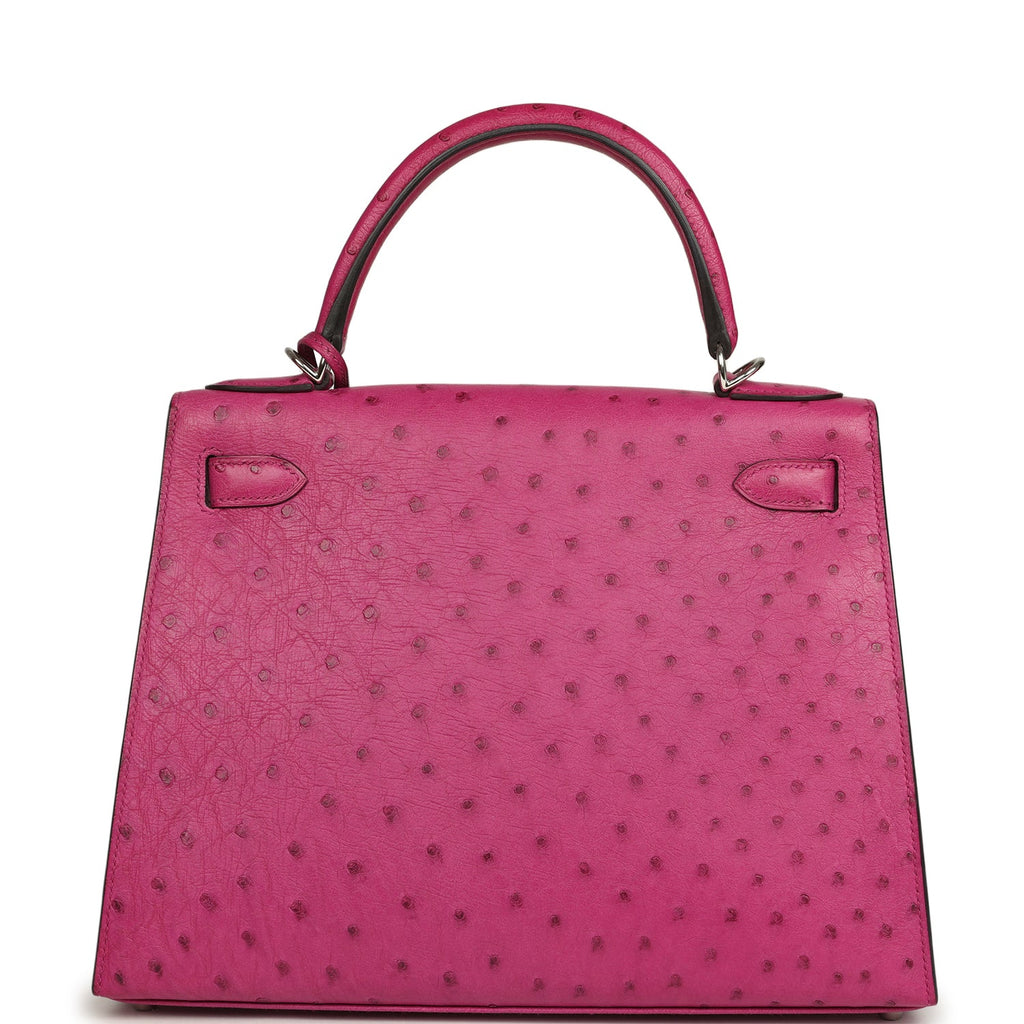 Hermes Kelly Sellier 28 Rose Poupre Ostrich Palladium Hardware