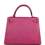 Hermes Kelly Sellier 28 Rose Poupre Ostrich Palladium Hardware