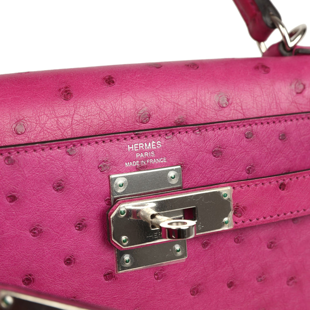 Hermes Kelly Sellier 28 Rose Poupre Ostrich Palladium Hardware