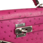 Hermes Kelly Sellier 28 Rose Poupre Ostrich Palladium Hardware