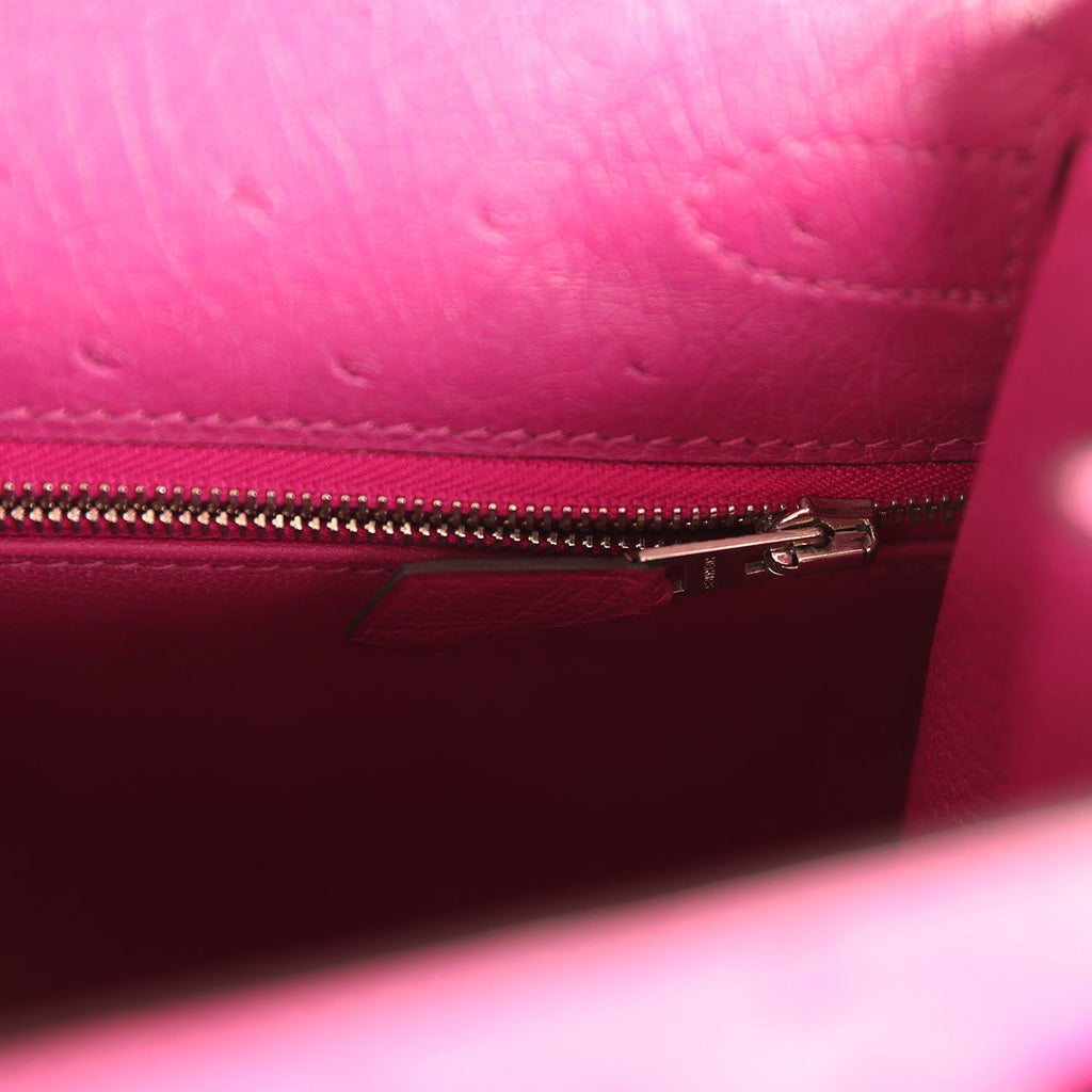 Hermes Kelly Sellier 28 Rose Poupre Ostrich Palladium Hardware