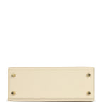 Hermes Special Order (HSS) Kelly Sellier 25 Craie and Jaune Poussin Epsom Gold Hardware