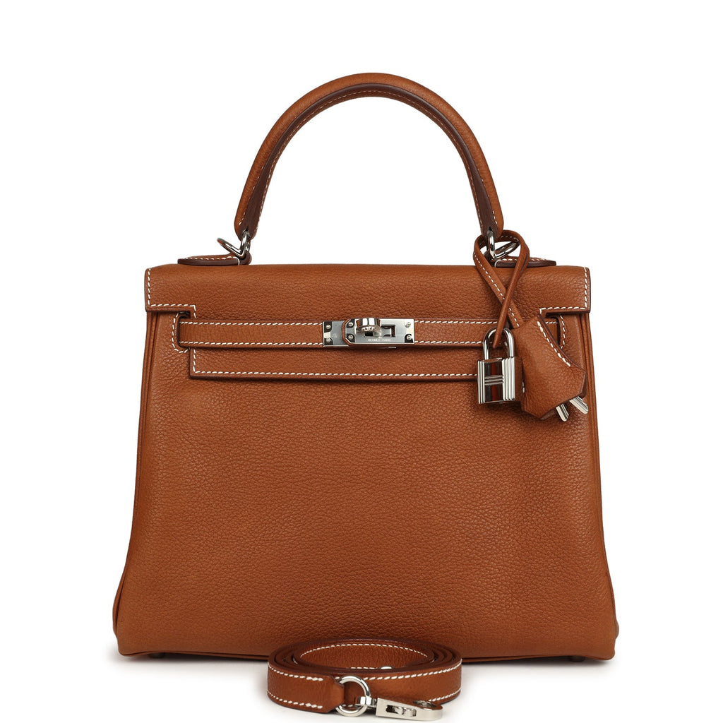 Hermes Kelly Retourne 25 Fauve Barenia Faubourg Palladium Hardware