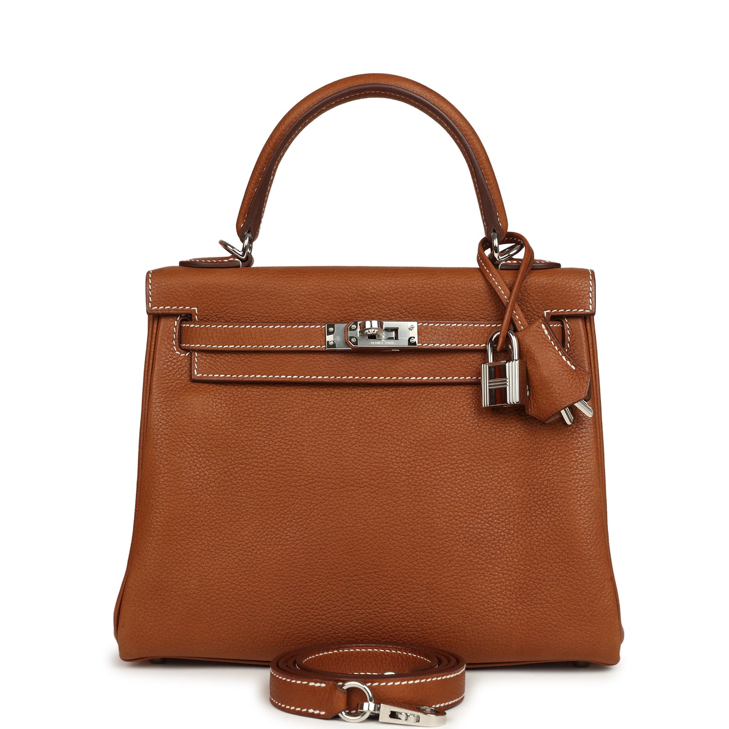 Hermes Kelly Retourne 25 Fauve Barenia Faubourg Palladium Hardware