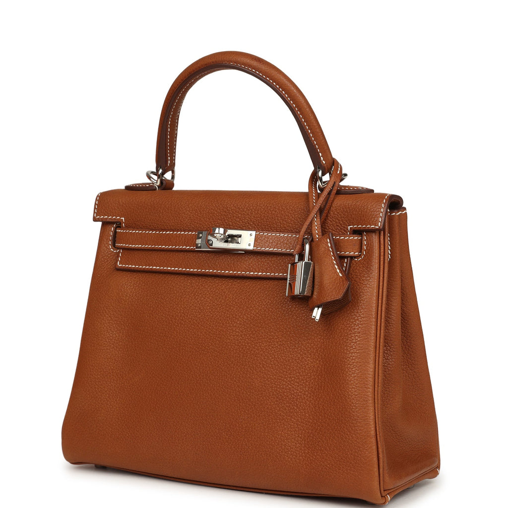 Hermes Kelly Retourne 25 Fauve Barenia Faubourg Palladium Hardware