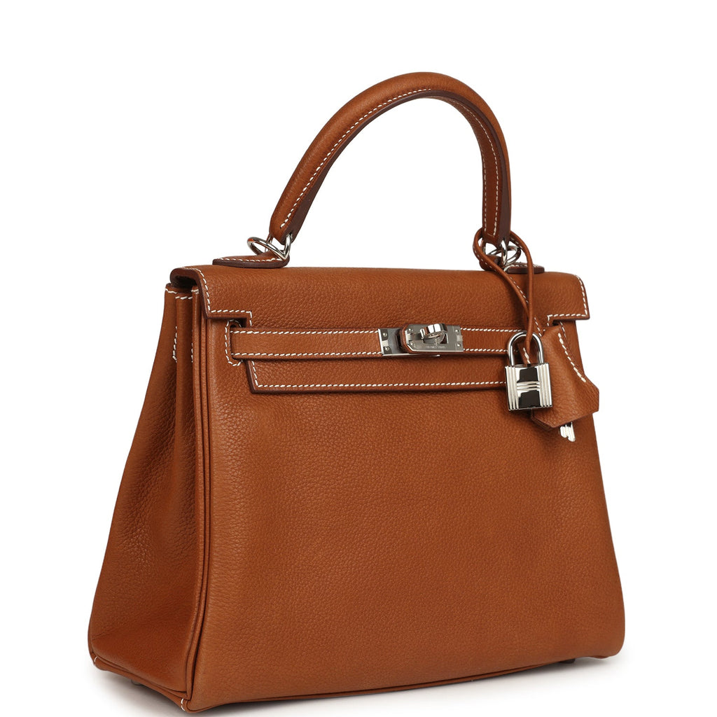 Hermes Kelly Retourne 25 Fauve Barenia Faubourg Palladium Hardware