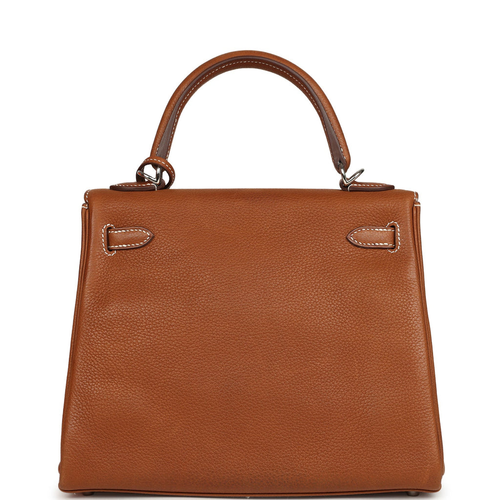 Hermes Kelly Retourne 25 Fauve Barenia Faubourg Palladium Hardware