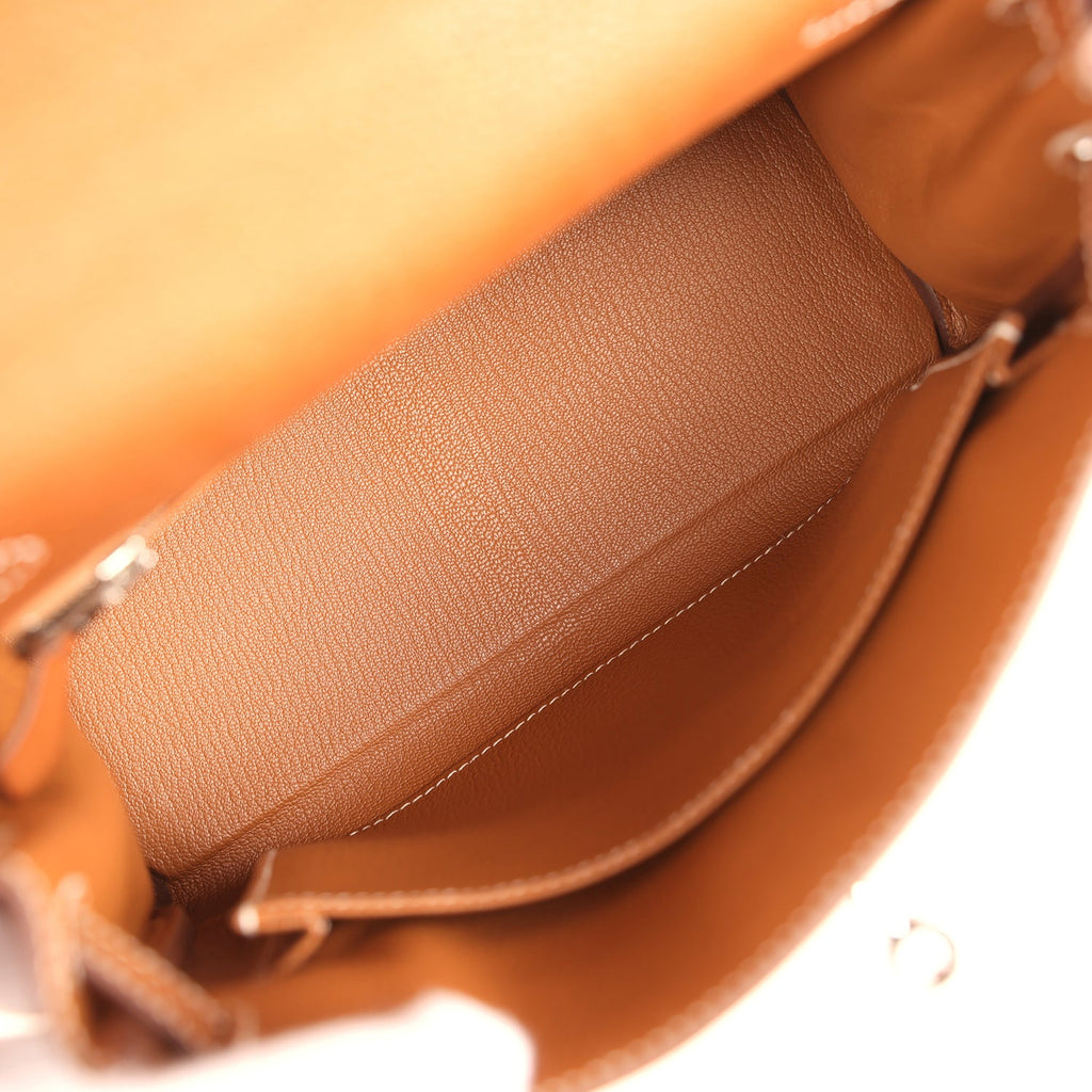 Hermes Kelly Retourne 25 Fauve Barenia Faubourg Palladium Hardware
