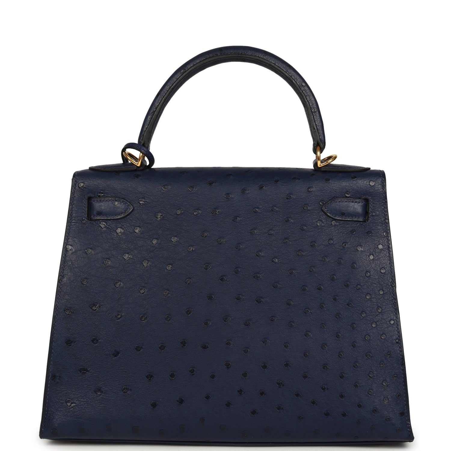 Hermes Kelly Sellier 28 Bleu Iris Ostrich Gold Hardware