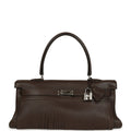 Vintage Hermes Fringe Shoulder Kelly 42 JPG Chocolat Clemence Palladium Hardware