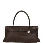 Vintage Hermes Fringe Shoulder Kelly 42 JPG Chocolat Clemence Palladium Hardware